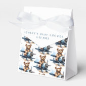 テディベア飛行機の水彩少年の赤ちゃんシャワー フェイバーボックス (正面サイド)