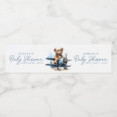 テディベア飛行機の水彩少年の赤ちゃんシャワー ペットボトルラベル (シングルラベル)