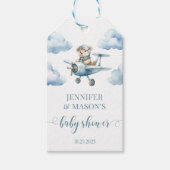 テディベア飛行機の赤ちゃんシャワー感謝していユーラベル ギフトタグ (正面)