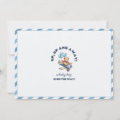 テディベア飛行機バルーン男の子ベイビーシャワー サンキューカード (裏面)