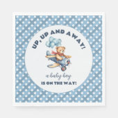 テディベア飛行機バルーン男の子ベイビーシャワー スタンダードランチョンナプキン (正面)