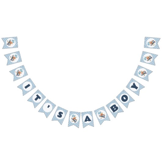 テディベア飛行機バルーン男の子ベイビーシャワー バンティングフラッグ (全)