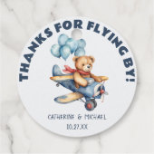 テディベア飛行機バルーン男の子ベイビーシャワー フェイバータグ (裏面)