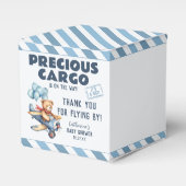 テディベア飛行機バルーン男の子ベイビーシャワー フェイバーボックス (正面サイド)