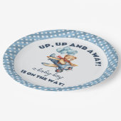 テディベア飛行機バルーン男の子ベイビーシャワー ペーパープレート (アングル)