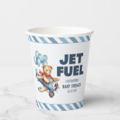 テディベア飛行機バルーン男の子ベイビーシャワー 紙コップ (正面)