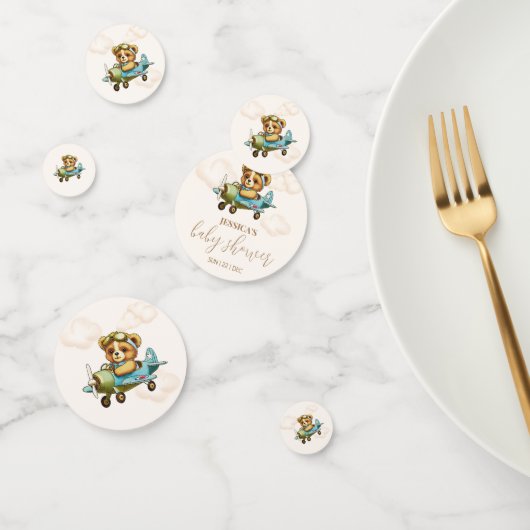 テディベア飛行機パイロットベビーシャワー コンフェッティ (グループ)