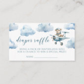 テディベア飛行機男の赤ちゃんおむつラッフルカード エンクロージャーカード (正面)