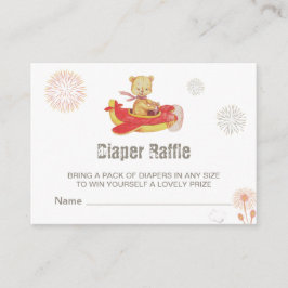 *~*テディベア飛行機花火おむつラッフル エンクロージャーカード