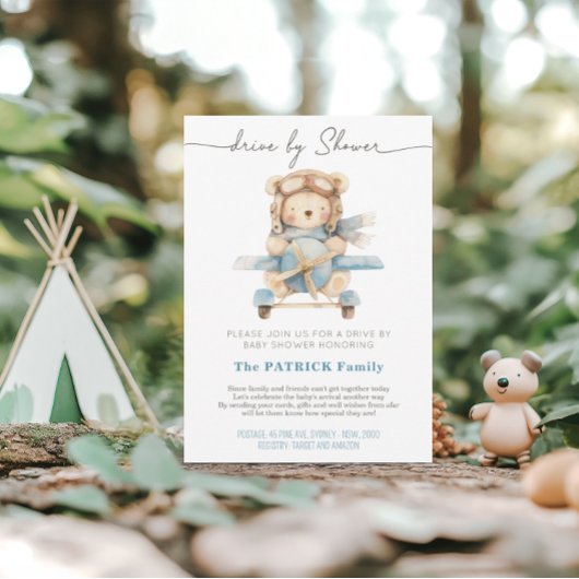 テディベア飛行機 | Baby Shower by Mail 招待状