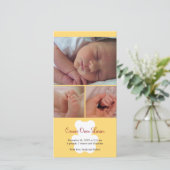 テディベア黄色モンタージュベビー誕生のお知らせ 案内状 (スタンド正面)