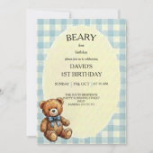 テディベア1歳の誕生日 招待状 (正面)