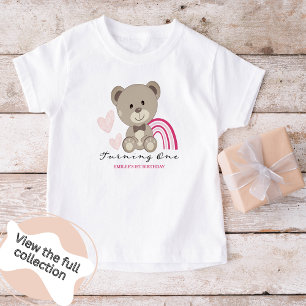 テディベア1stバースデーピンク幼児Tシャツ トドラーTシャツ