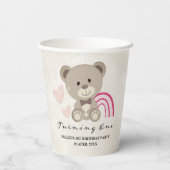 テディベア1stバースデーピンク紙カップ 紙コップ (裏面)