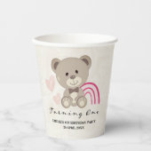 テディベア1stバースデーピンク紙カップ 紙コップ (正面)