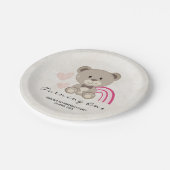 テディベア1stバースデーピンク紙プレート ペーパープレート (アングル)