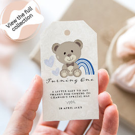 テディベア1stバースデーブルー ギフトタグ
