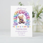 テディベア1st誕生日バルーンカラフルー サンキューカード (スタンド正面)