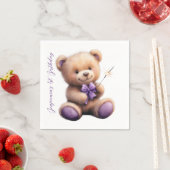 テディベア1st誕生日バルーンカラフルー スタンダードカクテルナプキン (インサイチュ)