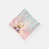 テディベア1st誕生日バルーンカラフルー スタンダードカクテルナプキン (角)