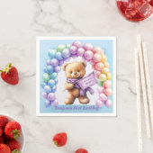 テディベア1st誕生日バルーンカラフルー スタンダードカクテルナプキン (インサイチュ)