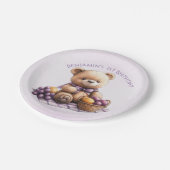 テディベア1st誕生日バルーンカラフルー ペーパープレート (アングル)