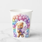 テディベア1st誕生日バルーンカラフルー 紙コップ (裏面)