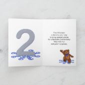 テディベア2歳の少年の誕生日 カード (内部)
