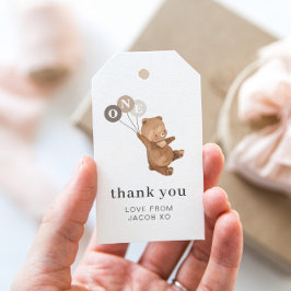 テディベア3 ブラウン風船 - ありがとう ギフトタグ