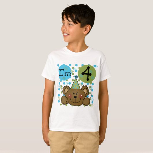 テディベア4th誕生日Tシャツとギフト Tシャツ (正面フル)