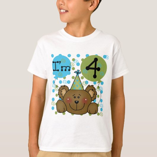 テディベア4th誕生日Tシャツとギフト Tシャツ (正面)