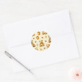 テディベア はちみつ ミツバチ 乳児室 パターン ラウンドシール (封筒)