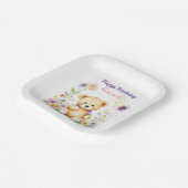 テディベア・イン・フラワーズガールズ・バースデーパーティー ペーパープレート (傾斜あり)