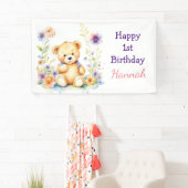 テディベア・イン・フラワーズガールズ・バースデーパーティー 横断幕 (インサイチュ)