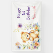 テディベア・イン・フラワーズガールズ・バースデーパーティー 横断幕 (縦)