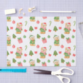 テディベア、クリスマスツリーとオーナメント 薄葉紙 (クラフト)