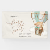 テディベア、グリーンバルーン、第1回誕生日歓迎 横断幕 (横)