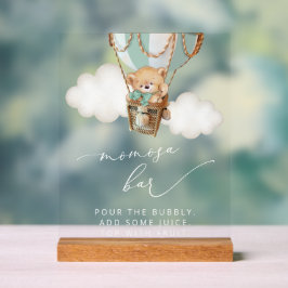 テディベア、グリーンホットエアバルーン桃佐バー アクリルサイン