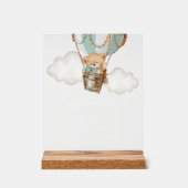 テディベア、グリーンホットエアバルーン桃佐バー アクリルサイン (正面)