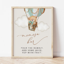 テディベア、グリーンホットエアバルーン桃佐バー ポスター