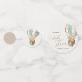 テディベア、グリーンホットエアバルーン、ベビーシャワー コンフェッティ (裏面)