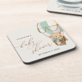 テディベア、グリーンホットエアバルーン、ベビーシャワー コースター (左側)