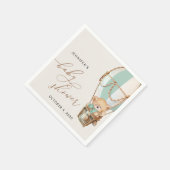 テディベア、グリーンホットエアバルーン、ベビーシャワー スタンダードカクテルナプキン (角)