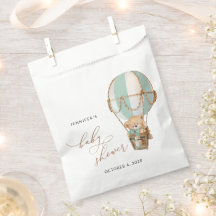 テディベア、グリーンホットエアバルーン、ベビーシャワー