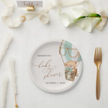 テディベア、グリーンホットエアバルーン、ベビーシャワー