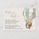 テディベア、グリーンホットエアバルーン、ベビー用ブック エンクロージャーカード (正面)