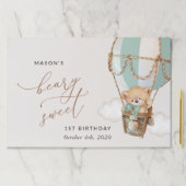 テディベア、グリーンホットエアバルーン、第1誕生日 ペーパーパッド (インサイチュ)