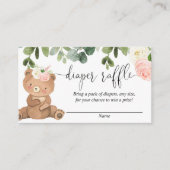 テディベア グリーン ピンク 花の女の子 おむつくじ エンクロージャーカード (正面)