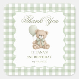 テディベア グリーン 誕生日 スクエアシール