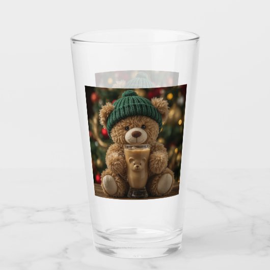 テディベア コーヒー クリスマス タンブラーグラス (正面)